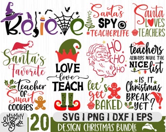 Christmas Svg bundle, Teacher Christmas Svg, Teacher Elf Svg, Teacher Life Svg, School Christmas Svg, Christmas Quotes Svg, Cut files