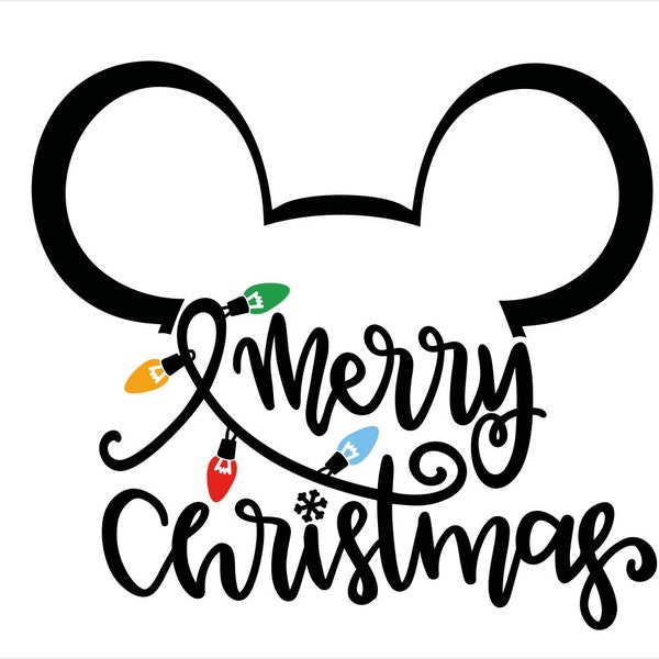 Mickey Merry Christmas SVG / Merry Christmas DXF, Christmas SVG / Svg Files, Cricut Cut Files, Silhouette Cut File