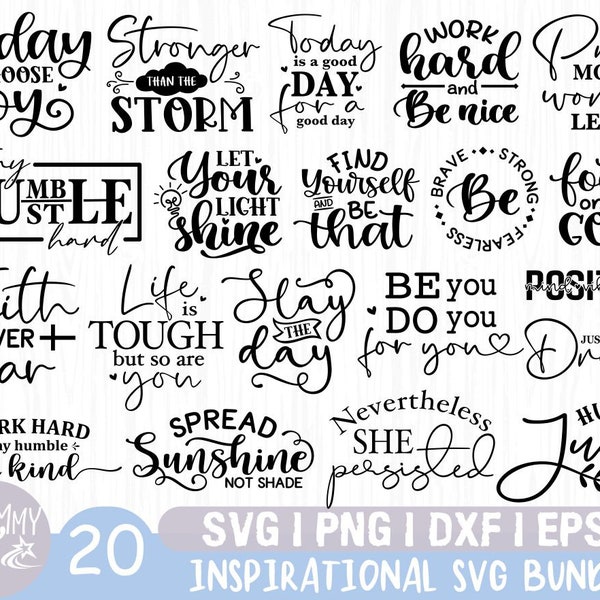 Inspirational Bundle Svg, Motivational Svg Bundle, Quotes Svg,Positive Quote,Funny Quotes,Saying Svg,Hand Lettered,Svg,Png,Cricut Cut Files,