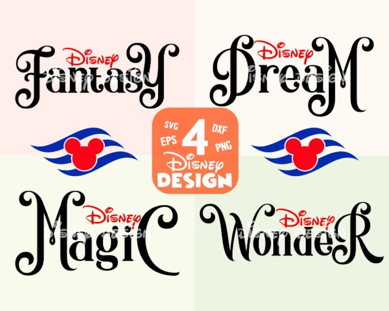 4 Disney Cruise Ship Names SVG DXF Png Vector Cut File Cricut Etsy