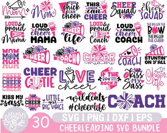 Cheerleading Svg Bundle, Cheer, Cheer Team, Cheer Squad, Cute, Mom, Coach, Funny, Svg Eps Dxf Png Files for Cutting Machines Cameo Cricut,