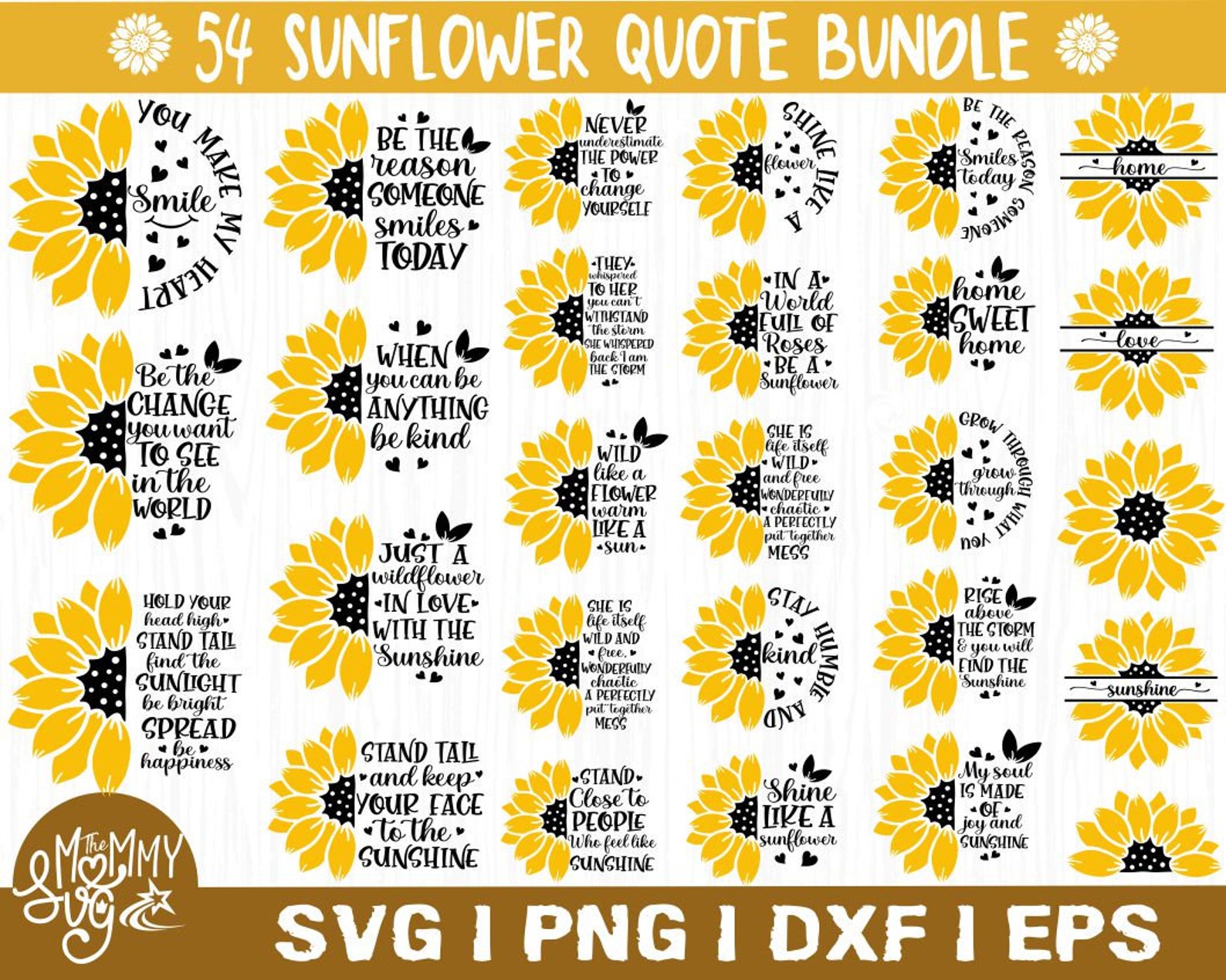 27 Sunflower Quotes Svg Bundle Sunflower Svg Flower Svg - Etsy Canada