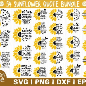 27 słoneczników cytaty Svg Bundle, słonecznik Svg, kwiat Svg, lato Svg, słońce Svg Bundle, motywacja, Cricut pliki cięcia sylwetka, Svg, PNG