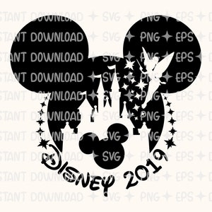Castle mouse head silhouette Tinker bell Peter Pen trip to  2019 for cricut and silhouette svg