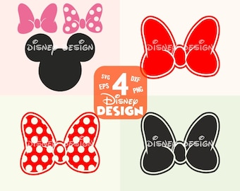 Mouse Bow SVG / Girl Mouse SVG, Red Bow / Birthday Mouse Head, descarga instantánea, png, Archivo de corte, archivo svg, Silueta