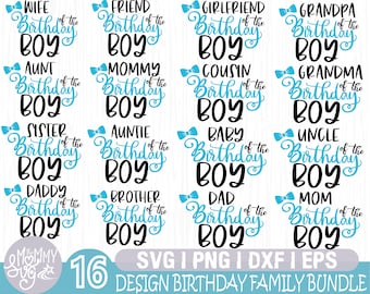 Paquete svg familiar, cumpleaños svg, cumpleañero svg, mamá del cumpleañero svg, papá, hermano, hermana, abuelo, niña