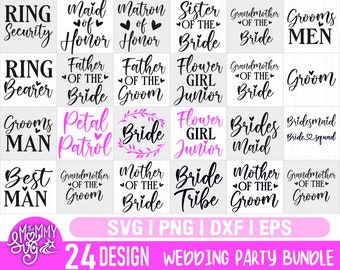 Bridal Party Bundle, Wedding Bundle, Wedding svg, Bridal Party svg, Bride svg, Bridesmaid SVG, Engagement svg, dxf, png instant download