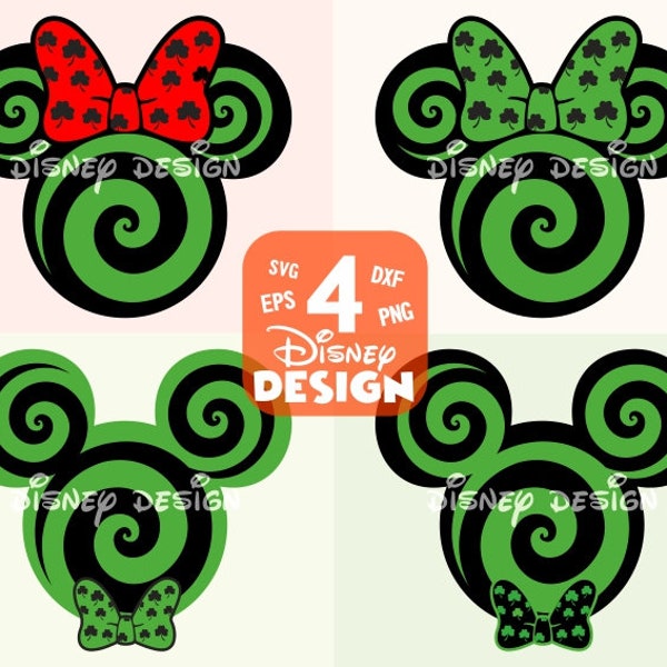 Castle St. Patrick's Day Swirly SVG, Lucky Svg, Head Face Ears Decal Digital Shamrock Silhouette Png Eps Dxf Kid Vinyl Cut File