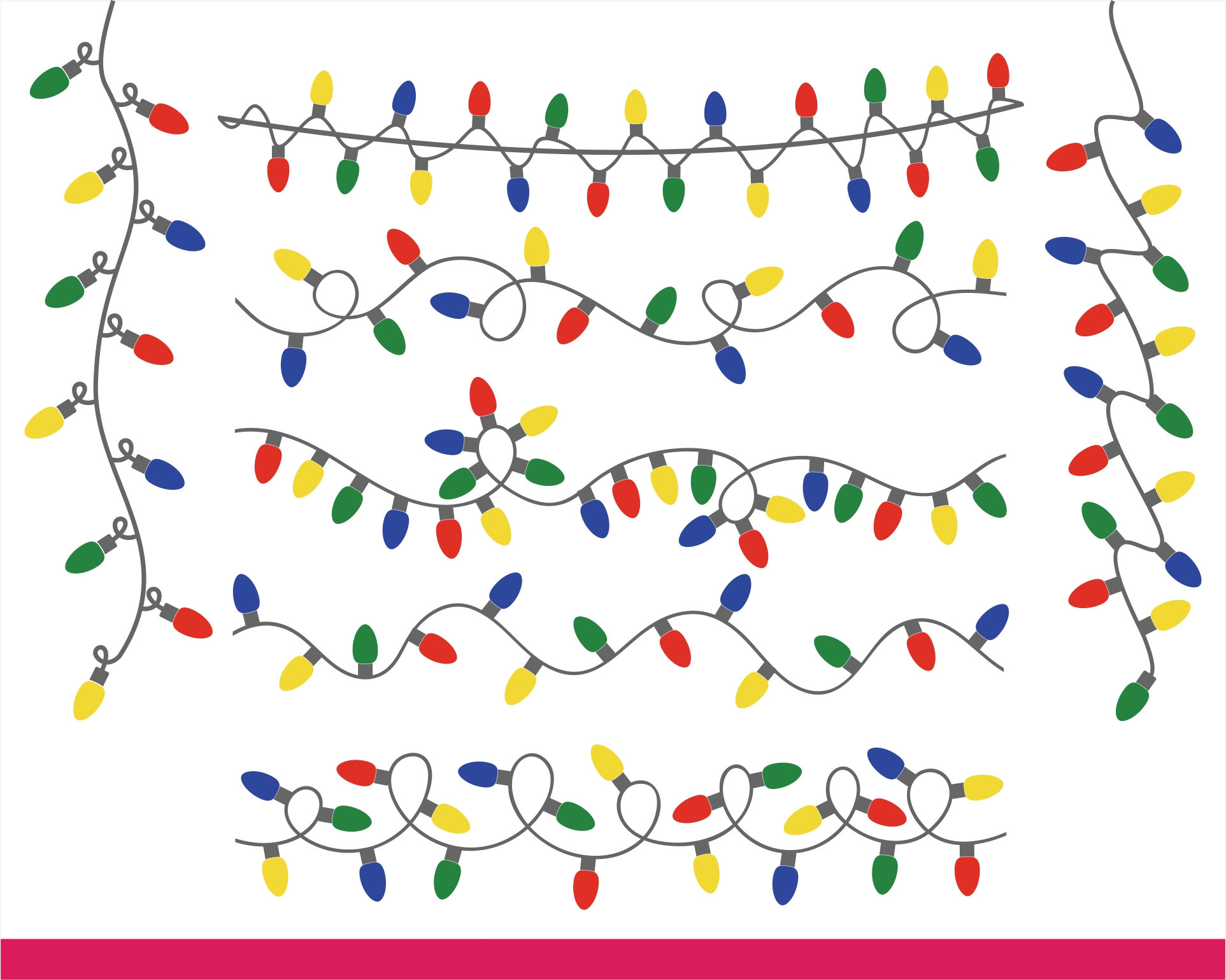 Art & Collectibles Festive Fairy Lights w/ Stars & Ornaments SVG JPG