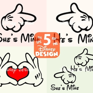 Mouse Hands svg / Mine Hand He's Mine She's / Birthday Boy SVG, Birthday Girl Svg, Best Day Ever svg, SVG Diseño de descarga instantánea para