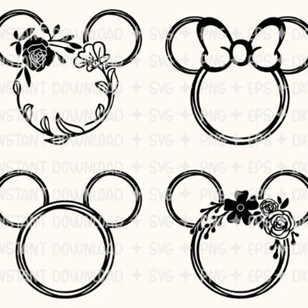 Boy and Girls Svg,Mouse Flower Head,Mouse Ears SVG,Svg for Cricut and silhouette,Vacation svg