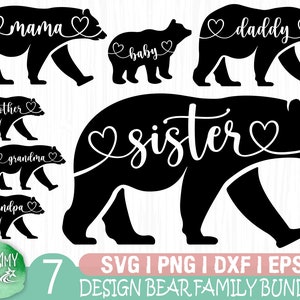Bär Familie Bundle Set Svg Matching svg, Baby Brother Sister Mama Papa Bear svg, boho dxf eps png Dateien für Schneidemaschinen Cameo Cricut,