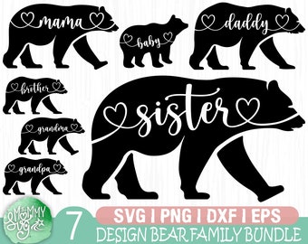 Bear Family bundle set Svg  Matching svg, Baby Brother Sister Mama Papa Bear svg, boho dxf eps png Files for Cutting Machines Cameo Cricut,