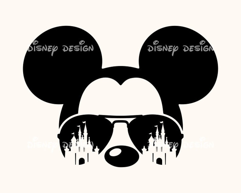 Mickey Mouse Head With Castle SVG