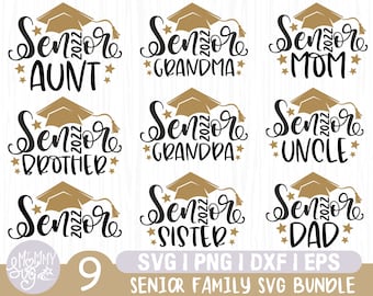 Senior Family Svg Bundle, Mom, Dad, Sister, Brother, Cousin, Bundle, Graduation, 2022, Senior Svg, Png, Eps, Cut Files, Cricut,Silhouette