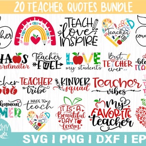 Teacher Svg Bundle, Teacher Svg, Teacher Appreciation Svg, Funny Svg, School, Teacher, Shirt Svg, Last Day of School, Cut Files, Svg,Png,Dxf