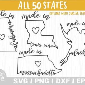 Alle 50 Bundesstaaten Cursive Outline Svg Bundle,US Svg,US Outlines Svg,US States Svg.50 Us States Clip,America Maps,Alabama.California