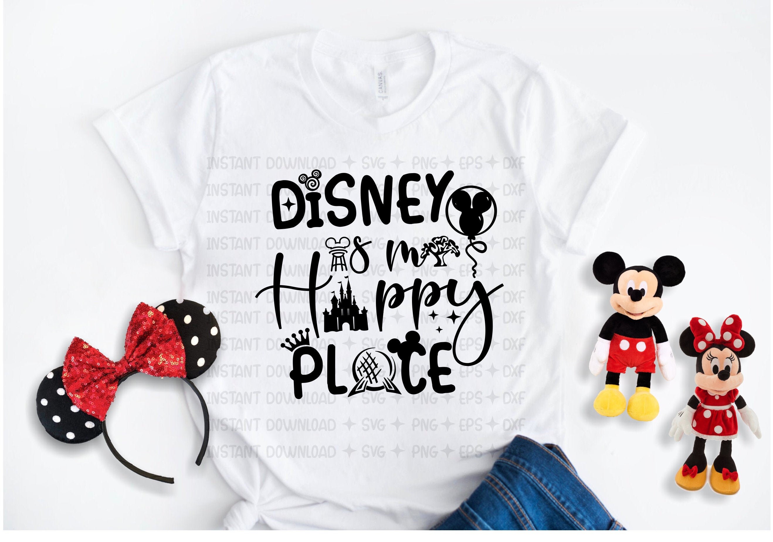 Disney is my Happy Place SVG DXF Silhouette Cut File PNG Etsy