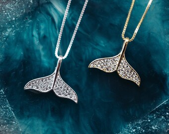 Walvisstaartketting met zirkonia (sterlingzilver- en goudlaag)