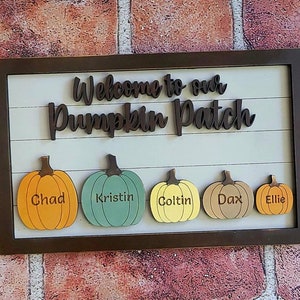 Family pumpkin patch sign, personalized Fall pumpkin decor, Halloween family sign