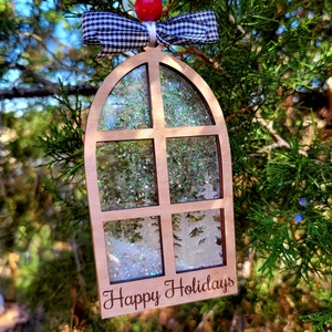 Personalized Shaker Ornament, Christmas Window Ornament, Custom Family Ornament, Personalized Gift