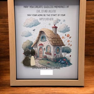 Custom Pebble Art New Home Gift  Handmade Cottage Frame.  Couple Housewarming Keepsake. Personalised Pebbe Art Frame