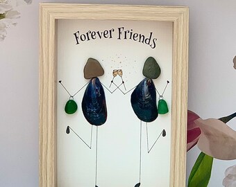 Forever Friends Bespoke Deep Box Frame Pebble Art. A gift for Friends, Loved Ones, Girlfriend, Boyfriend Husband, Wife. Can be personalised