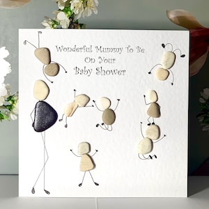 Carte de baby shower. Carte de future maman. Carte future maman. Carte d'art galets. Art galet. Carte de félicitations. Carte artisanale. Carte personnalisée