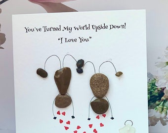 Pebble Art Greeting Card, Romantic Card, Girlfriend Card, Boyfriend Card, Wife Card, Husband Card. Pebble Art . Handcrafted Card