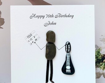 Happy 70th Birthday Greeting Card. Pebble Art Birthday Card. Personalised handcrafted card boxes available in my shop