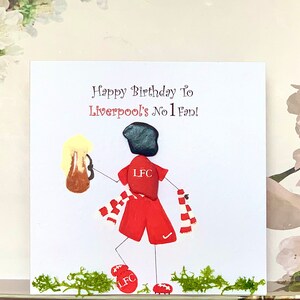 Happy Birthday Card, Happy Birthday LFC Card. Liverpool Football Birthday Card. Pebble Art Card. Pebble Art Personalised Handcrafted Cards