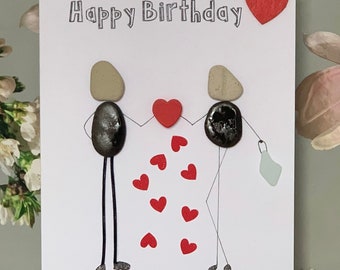 Birthday Card. Romantic Cards. Pebble art Card. Greeting Cards. Handcrafted Card. Personalised card. I Love You Card.
