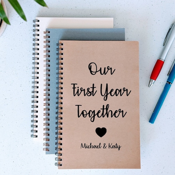 Personalized Our First Year Together Notebook with Names 5.5 x 8.5" / Anniversary Journal Gift / Newlywed / First Anniversary / Sketchbooks