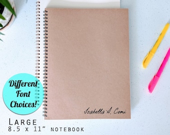 Personalized Wire Bound Notebook with Name 8.5 x 11" / Journals / Sketchbooks Blank, Lined, Dot Grid, Graph Paper, Gift, Assorted Colors