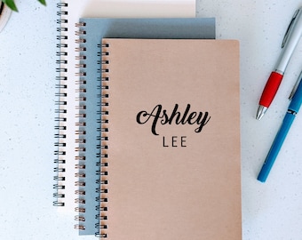 Personalized Wire Bound Notebook with Name 5.5 x 8.5" / Journals / Sketchbooks Blank, Lined, Dot Grid, Graph Paper, Gift, Assorted Colors