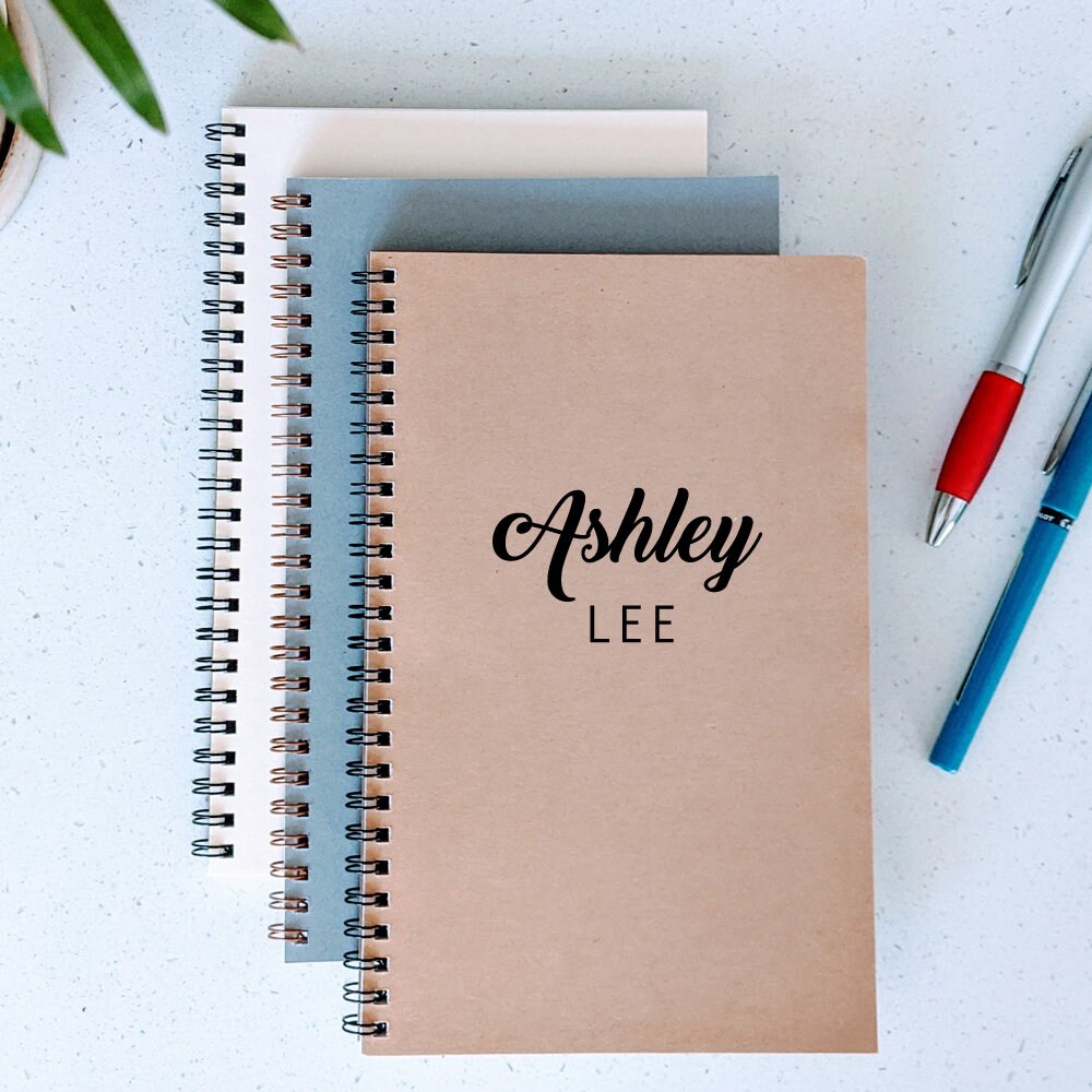Personalized Wire Bound Notebook with Name 5.5 x 8.5" / Journals…