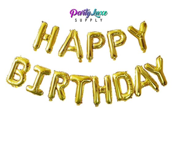 Happy birthday gold letter cheap balloons