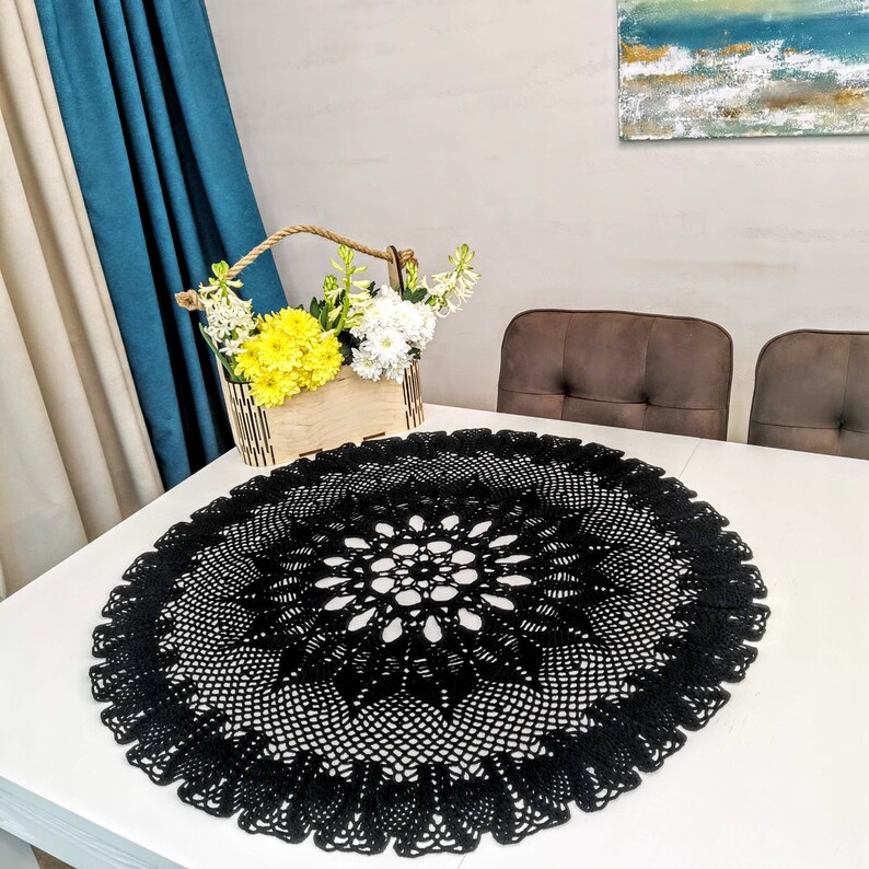 Crochet Round Tablecloth Large Doily Lace Table Overlay Etsy
