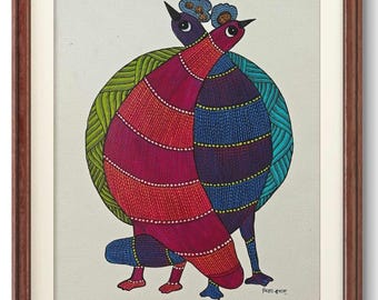 Dipinti e stampe originali della tribù Gond – Arte popolare indiana – Decorazioni murali in stile boho