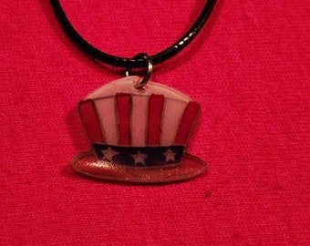 Red, white, blue hat necklace