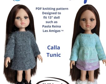 Receita de tricô para boneca Paola Reina de 33 cm: Túnica Calla com bônus (PDF)