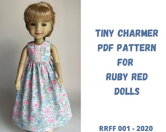 Patrón de costura para vestido de muñeca Ruby Red Fashion Friends (descarga en PDF)