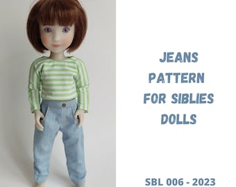 Patrón de costura de vaqueros para muñecas Siblies: Tutorial en PDF paso a paso