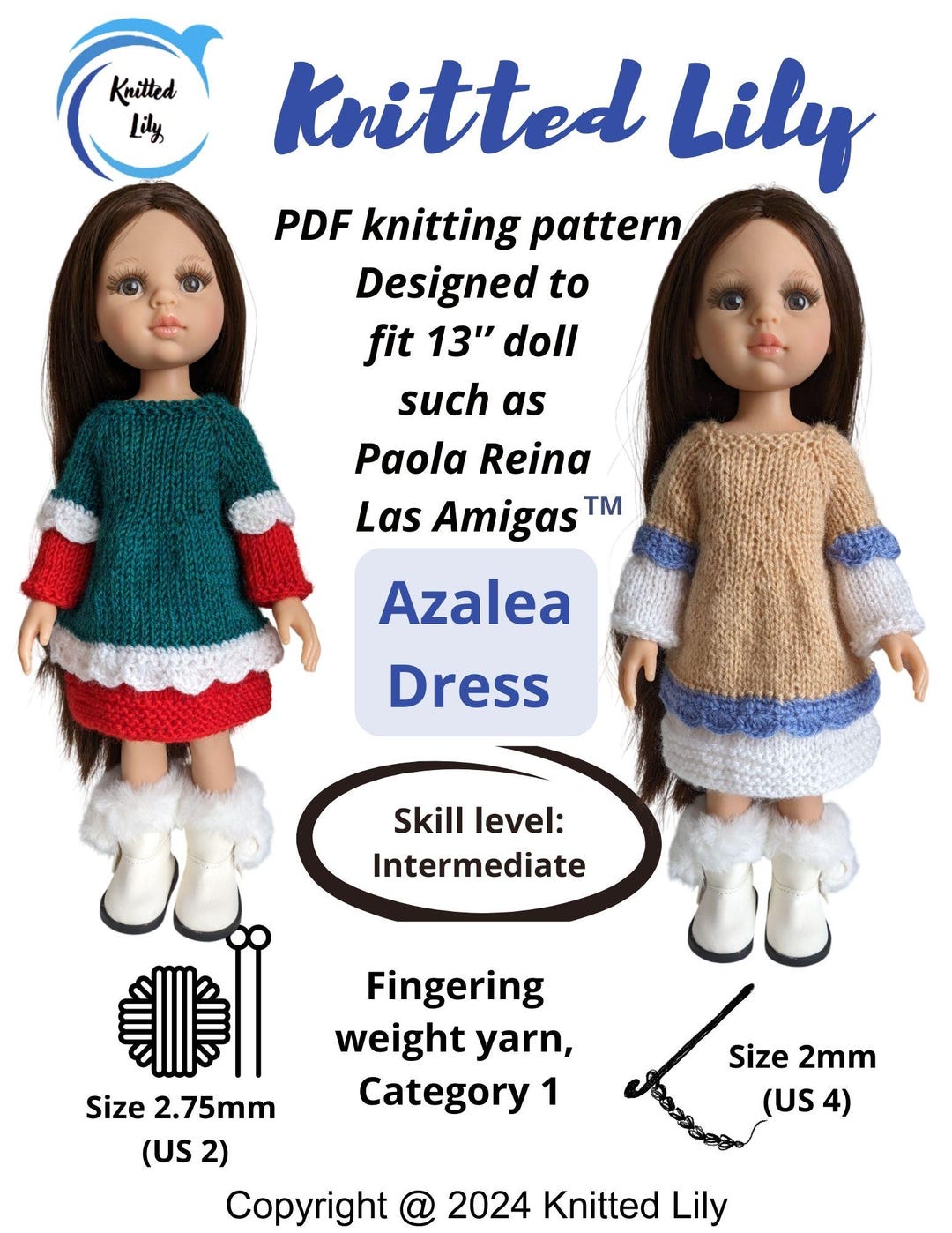Azalea Knitted Dress PDF Pattern for Paola Reina Las Amigas - Etsy