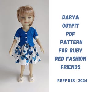 Jacket and skirt pattern for Ruby Red Fashion Friends dolls.
