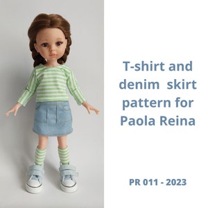 Paola Reina Las Amigas Doll Clothes Sewing Pattern: Skirt, T-Shirt & Stockings (PDF Download)