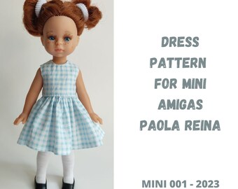 Mini Amigas Paola Reina Dress Sewing Pattern | 21 cm Doll Clothes | PDF Pattern with Step-by-Step Instructions