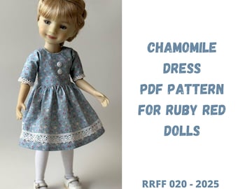 Vestido Manzanilla – Patrón de costura en PDF para muñecas Ruby Red Fashion Friends (37-38 cm)