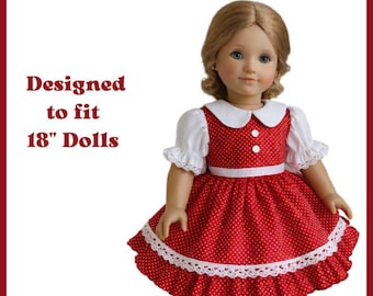 18 Inch Doll Dress PDF Sewing Pattern – Ruffle Skirt, Puffy Sleeves