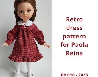 Retro Dress Sewing Pattern for Paola Reina Las Amigas Dolls – PDF Download